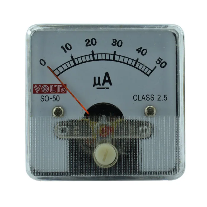 MEDIDOR DE MICROAMPERIOS 0 A 50 DC MICROAMPERIMETRO 0 A 50 ANALOGO VOLT S050