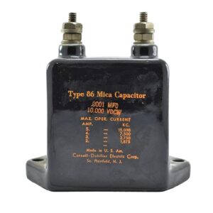 Capacitor Mica 100pF 10kVDC Cornell Dubilier type 86 0.0001ÂµF