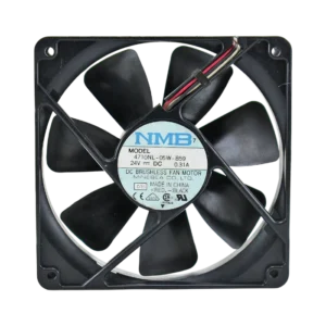 Ventilador industrial NMB-MAT 120mm 24V aspas negras para maquinaria.