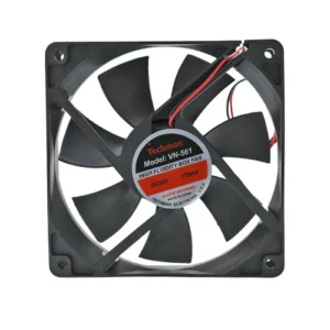 Ventilador de plÃ¡stico negro Techman 120mm 7 aspas 24V.