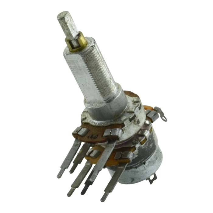 Detail of the concentric shaft and metal construction of the CRL 7270189 potentiometer.